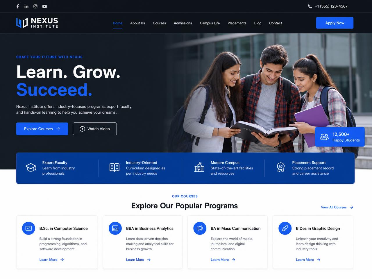 Homepage of the Study Smart education website concept